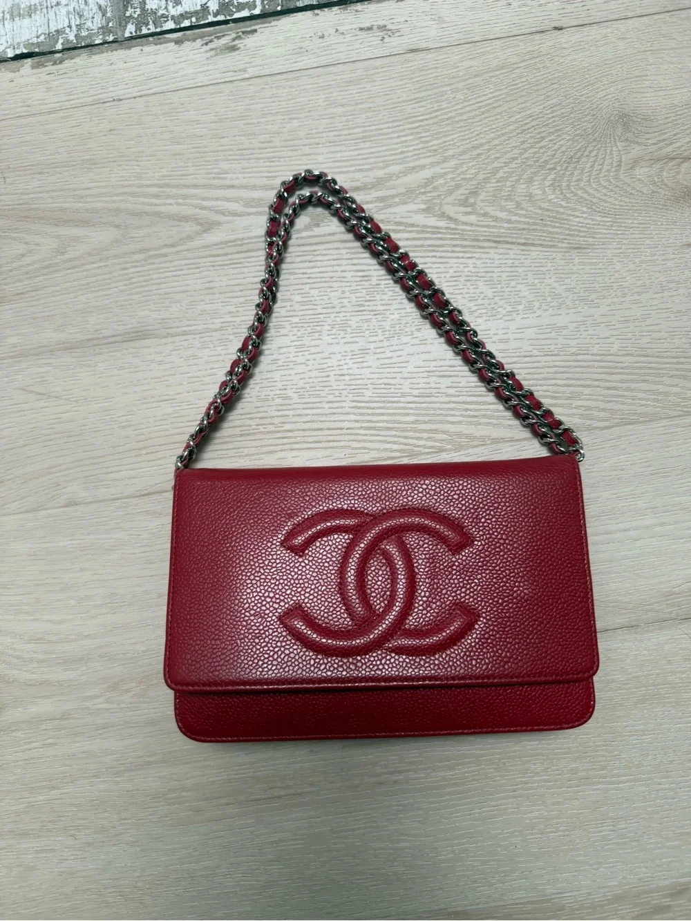 Chanel Red timeslless wallet on a chain Shoulder Bag